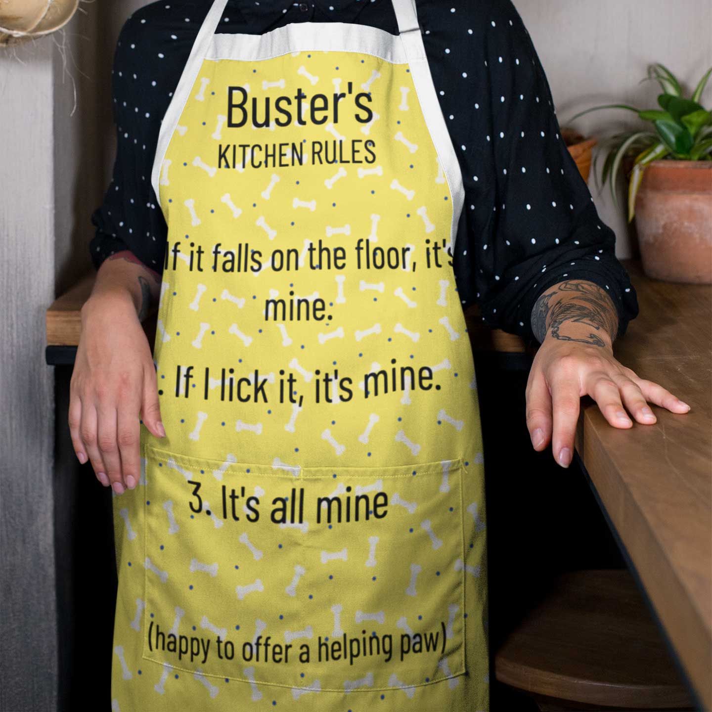 Adults Dog's Kitchen Rules Personalised Apron