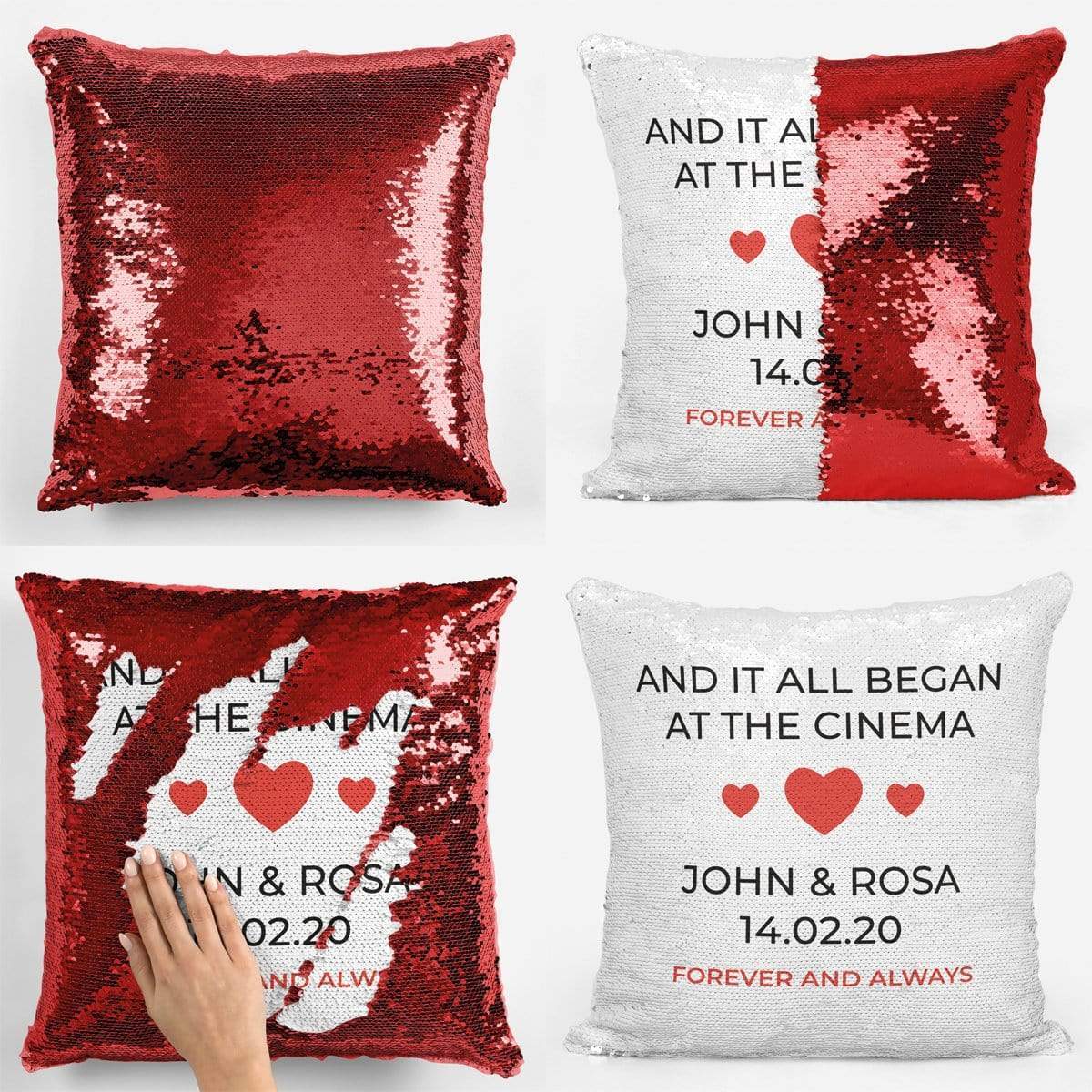 'And It All Began' Love Story Sequin Magic Cushion