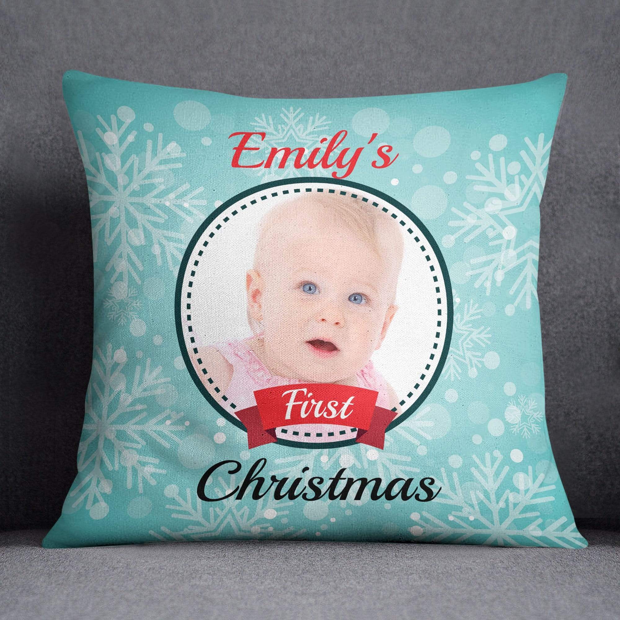 Baby First Christmas Photo Cushion