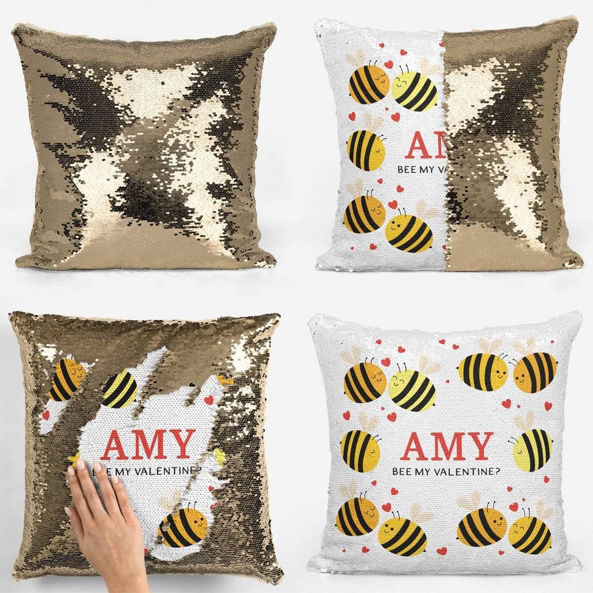 Bee My Valentine Sequin Magic Cushion