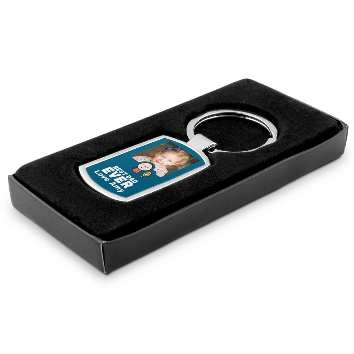 Best Dad Ever Blue Personalised Keyring