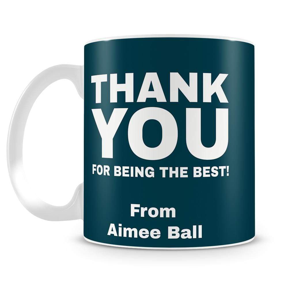 Blue Thank You Mr Teacher Personalised Mug