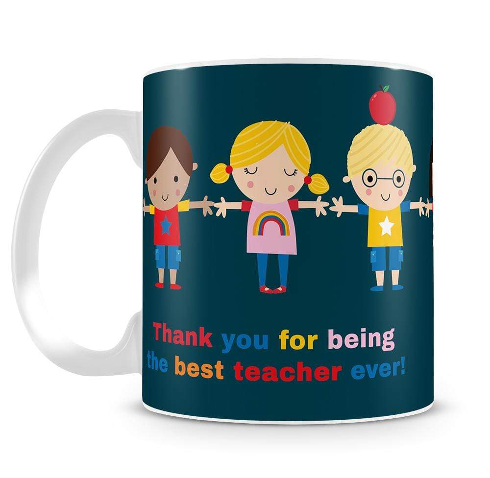 Blue Thank You Teacher Personalised Mug