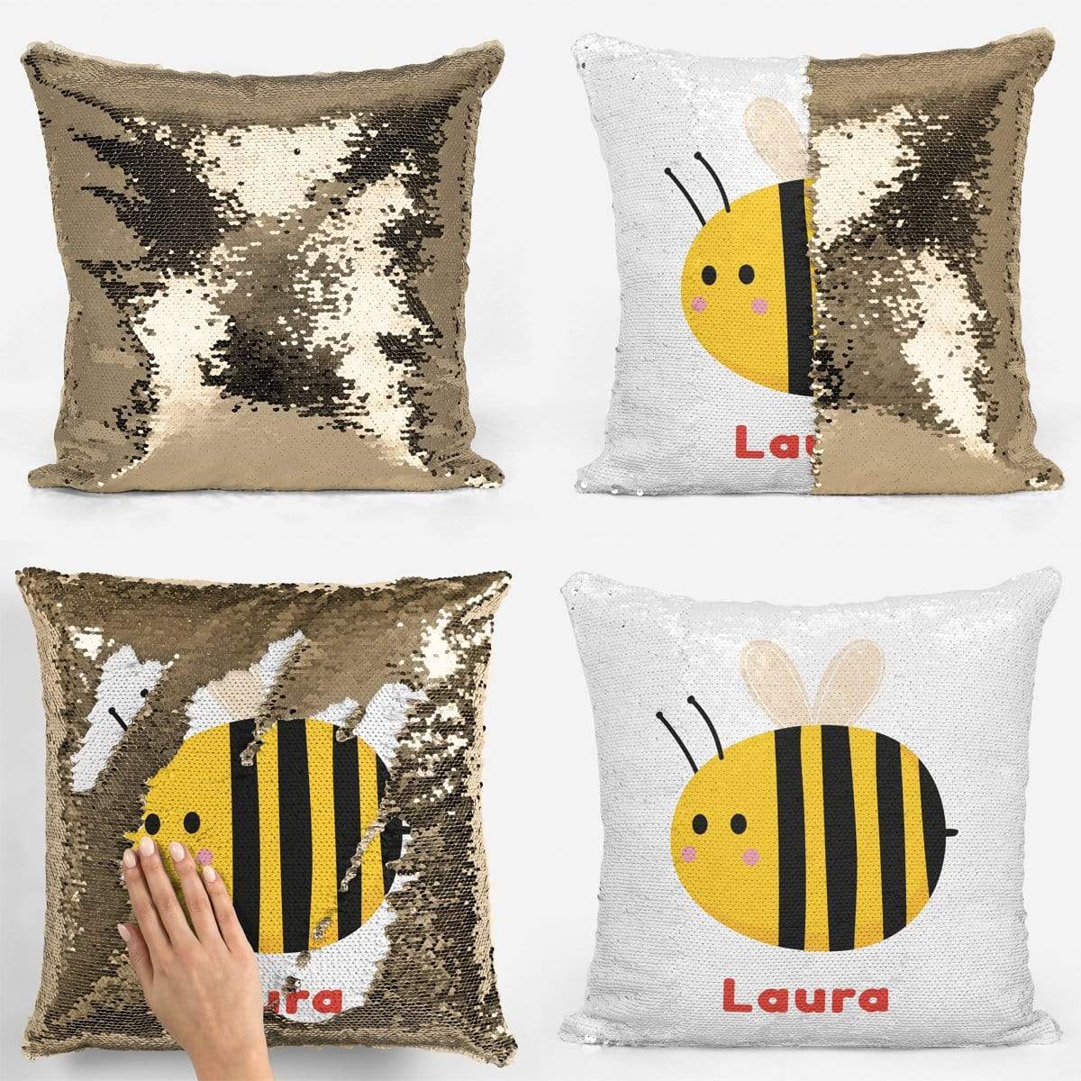 Bumble Bee Name Sequin Magic Cushion