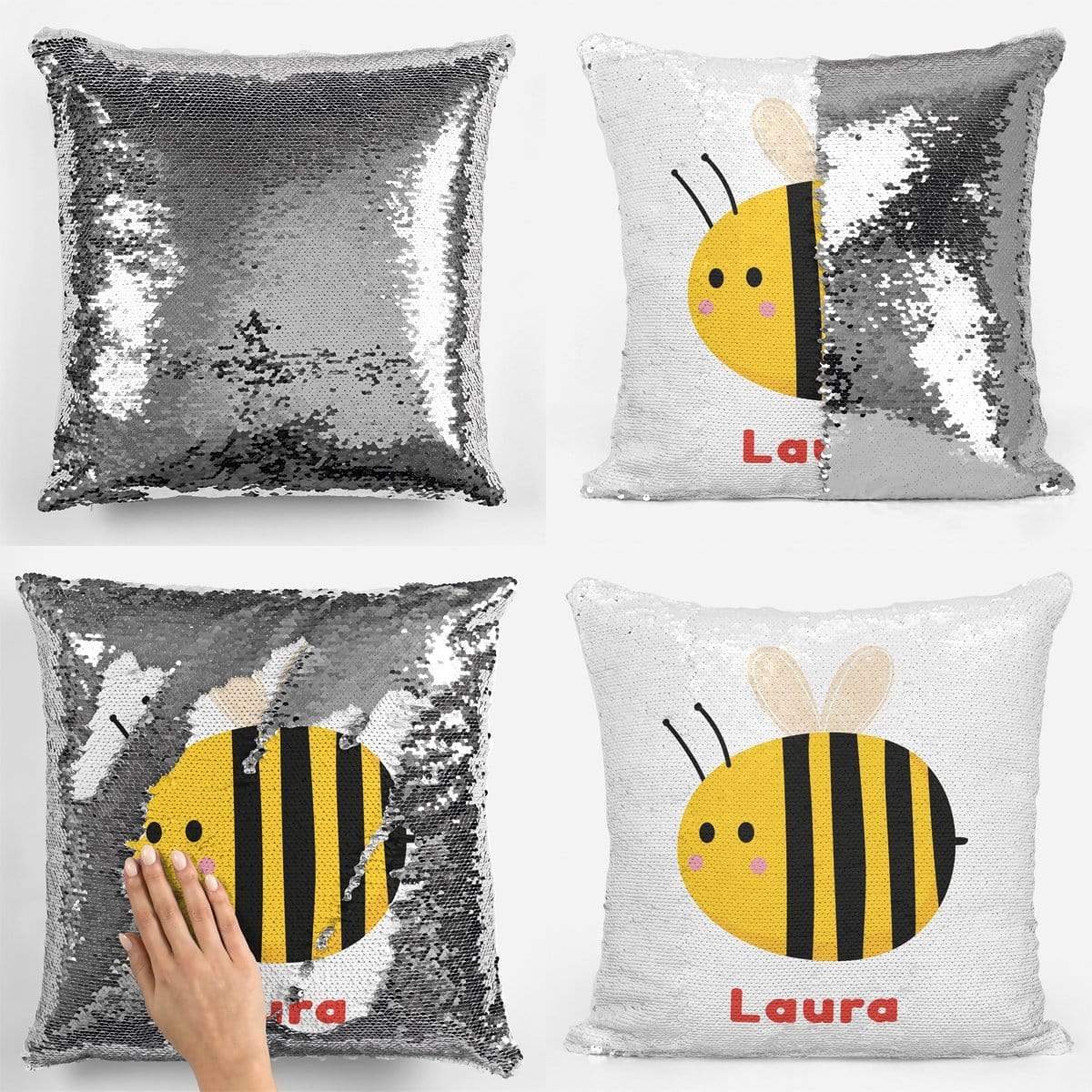 Bumble Bee Name Sequin Magic Cushion