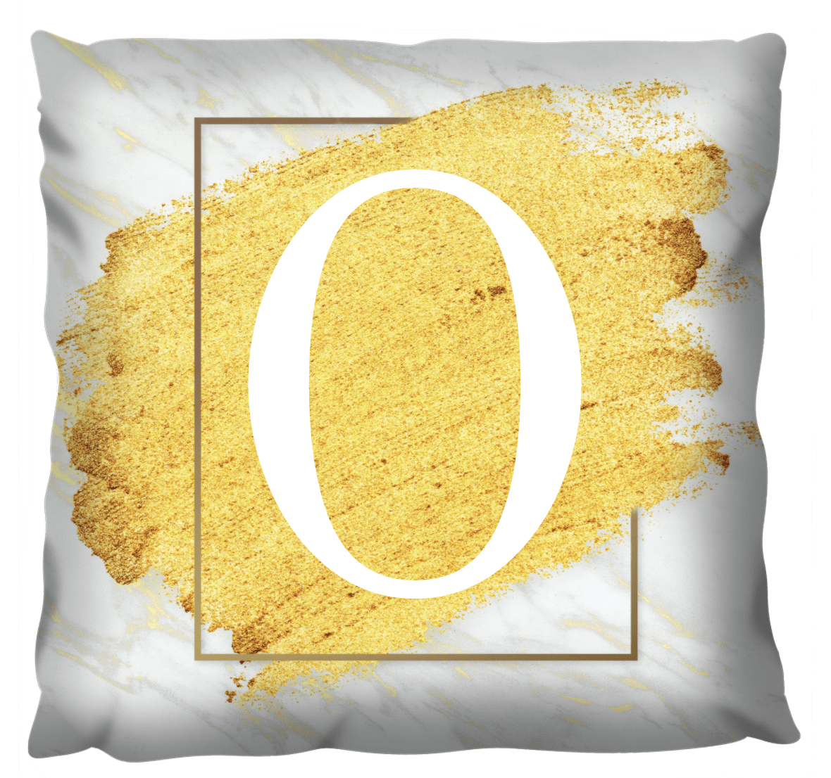 Gold Glitter Monogram Cushion - Linen
