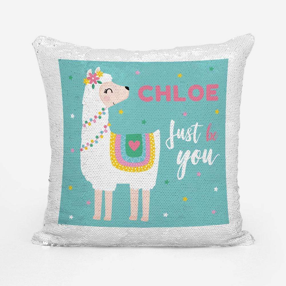 Just Be You Llama Magic Personalised Sequin Cushion