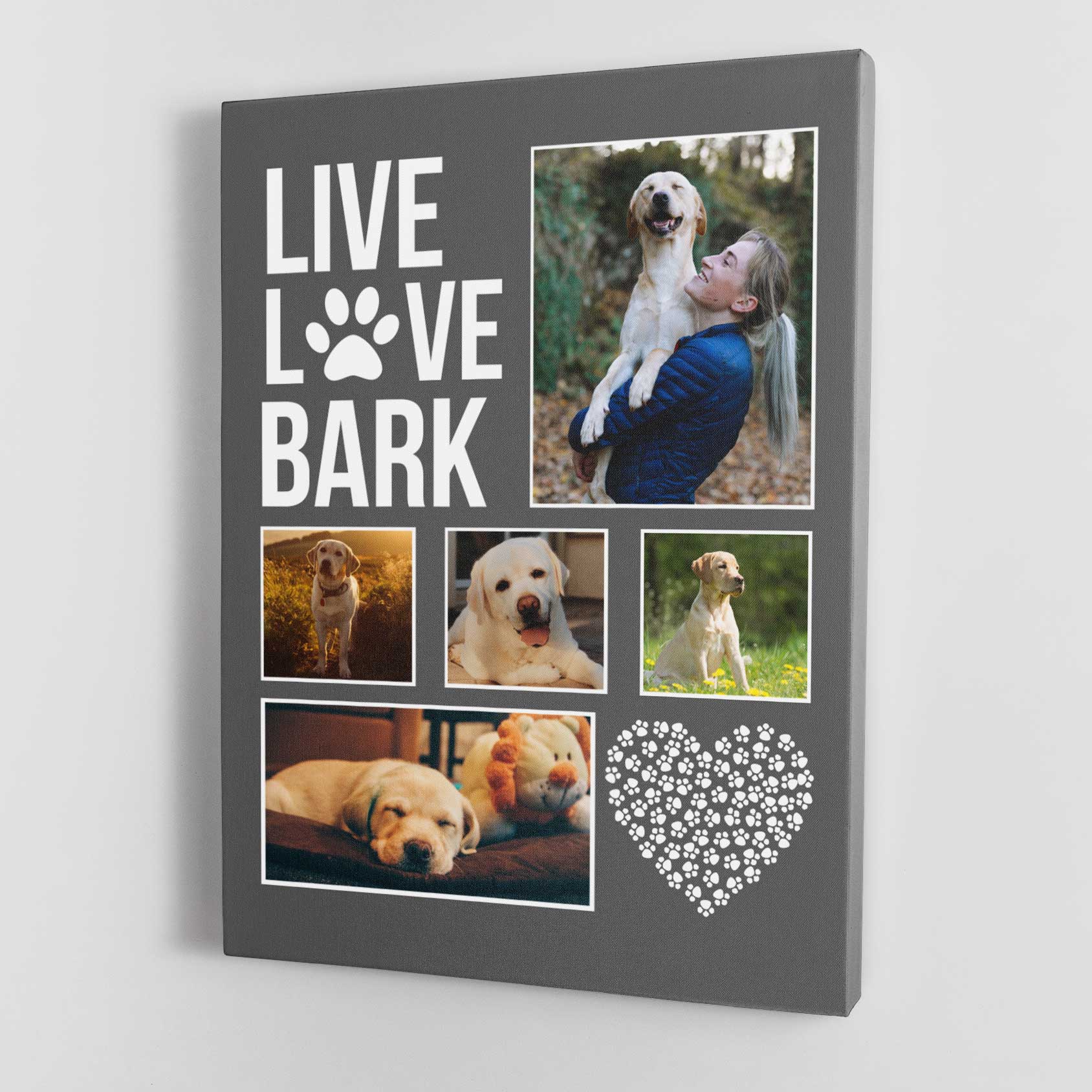 Live Love Bark Personalised Canvas Print