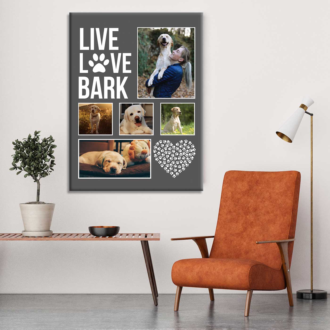 Live Love Bark Personalised Canvas Print