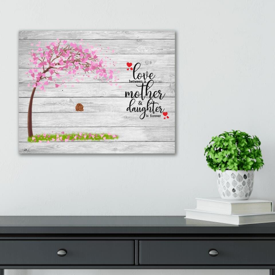 Love Between A Mother & Daughter Pink Tree Canvas Print