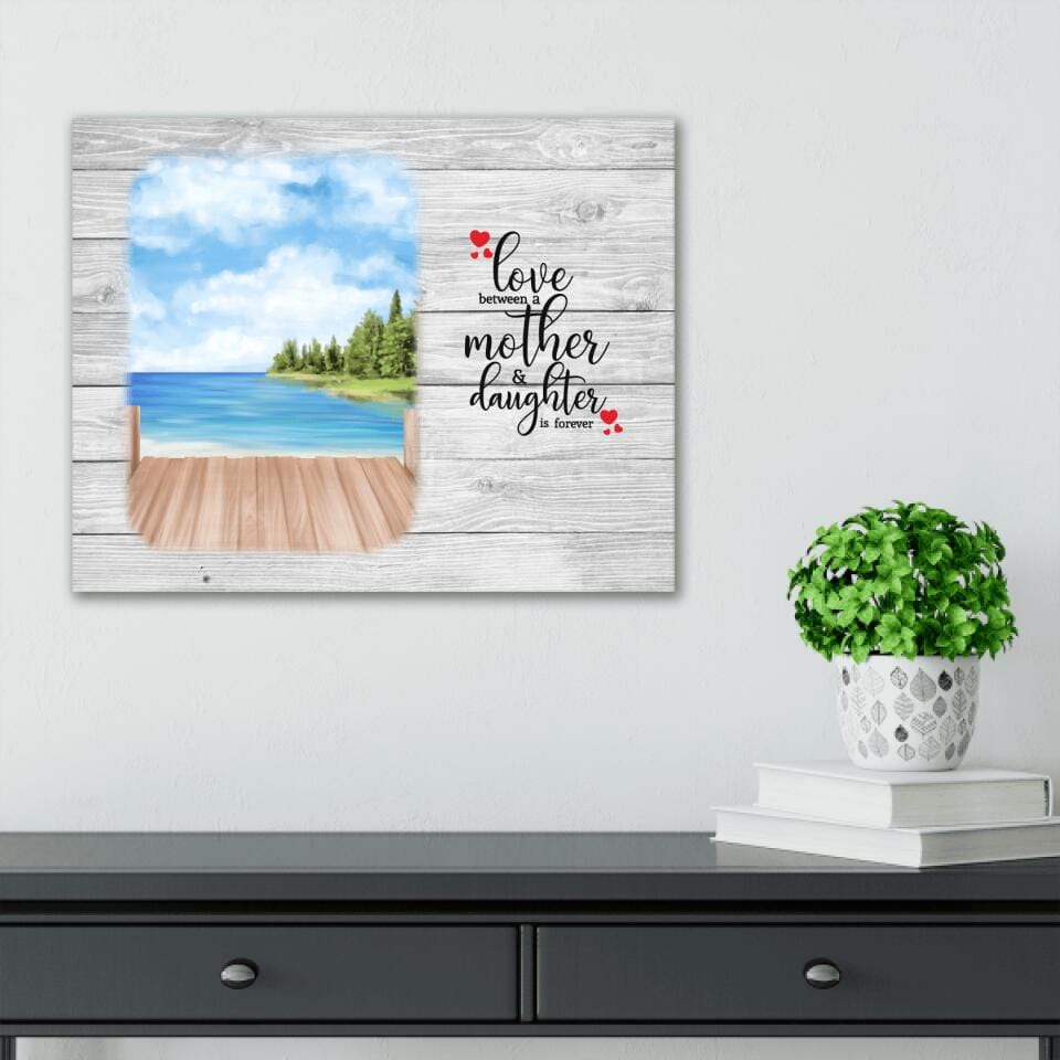 Love Between A Mother & Daughter Sea View Canvas Print