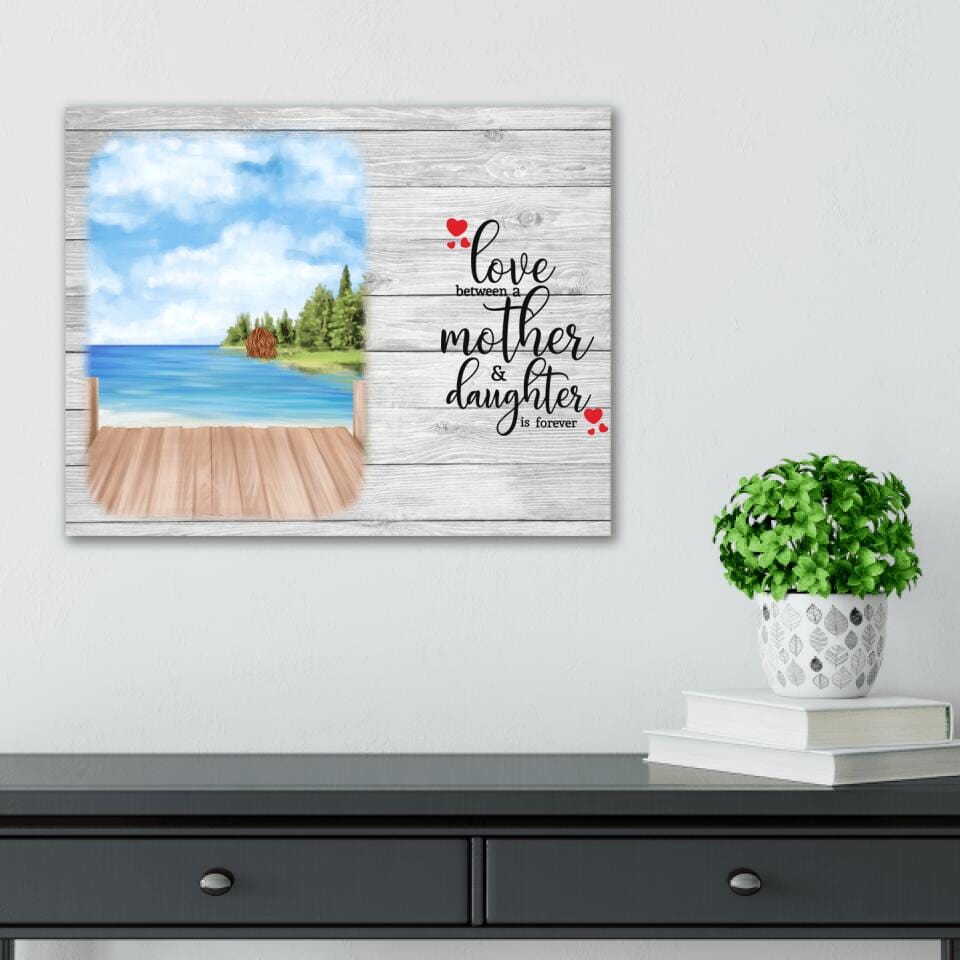 Love Between A Mother & Daughter Sea View Canvas Print