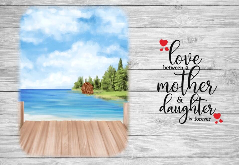 Love Between A Mother & Daughter Sea View Canvas Print