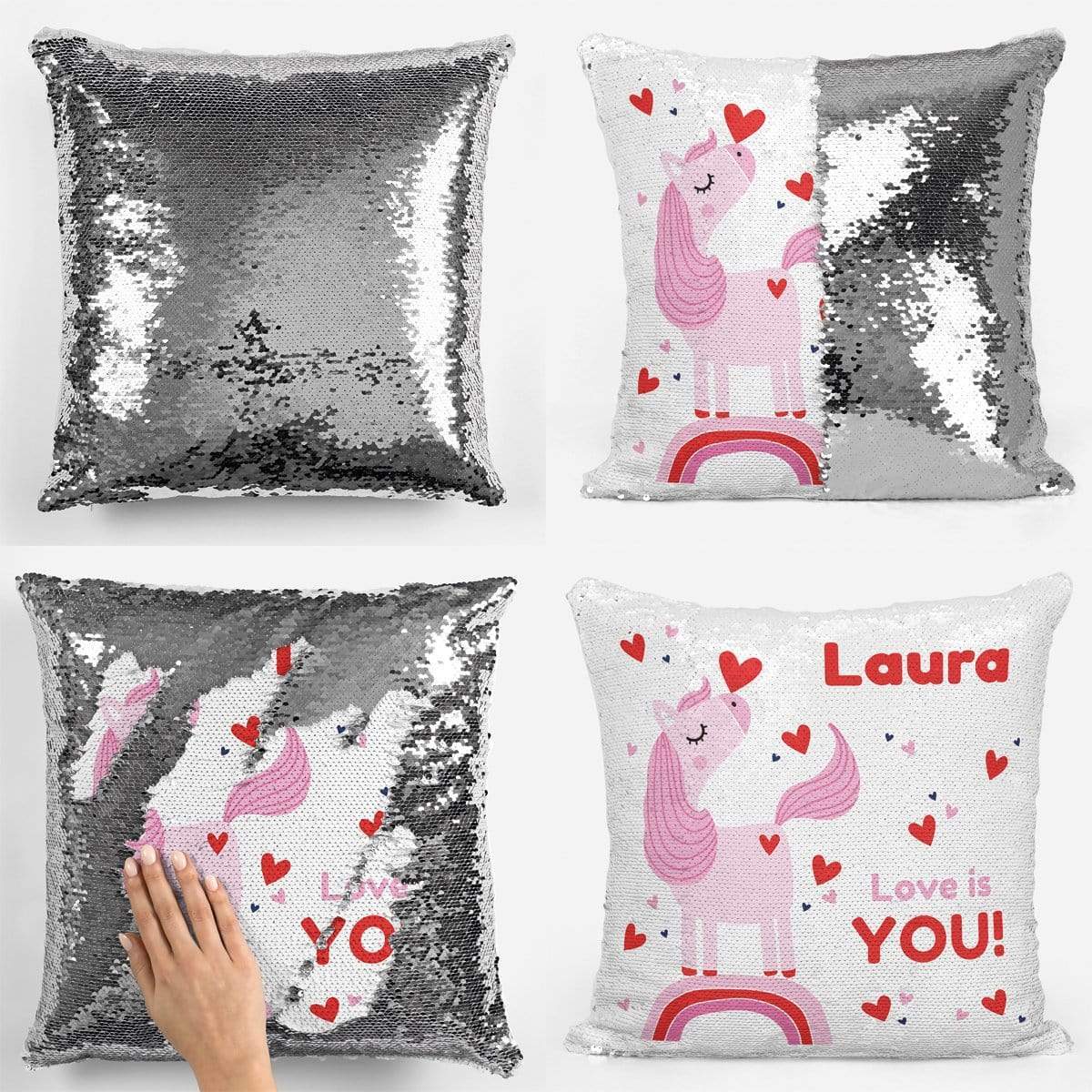 Love is You Unicorn Sequin Magic Cushion