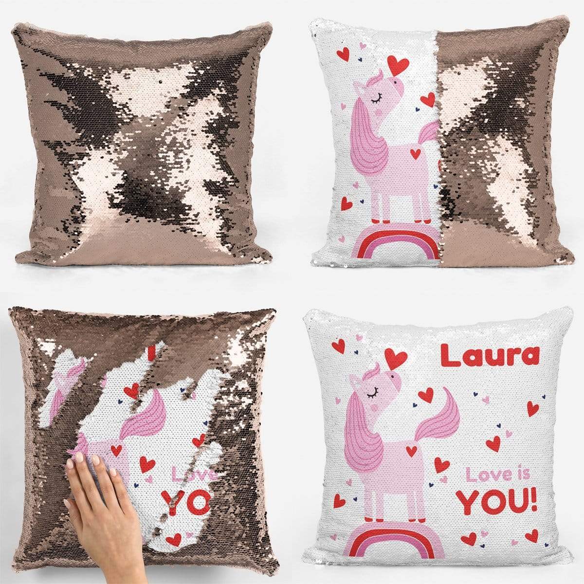 Love is You Unicorn Sequin Magic Cushion