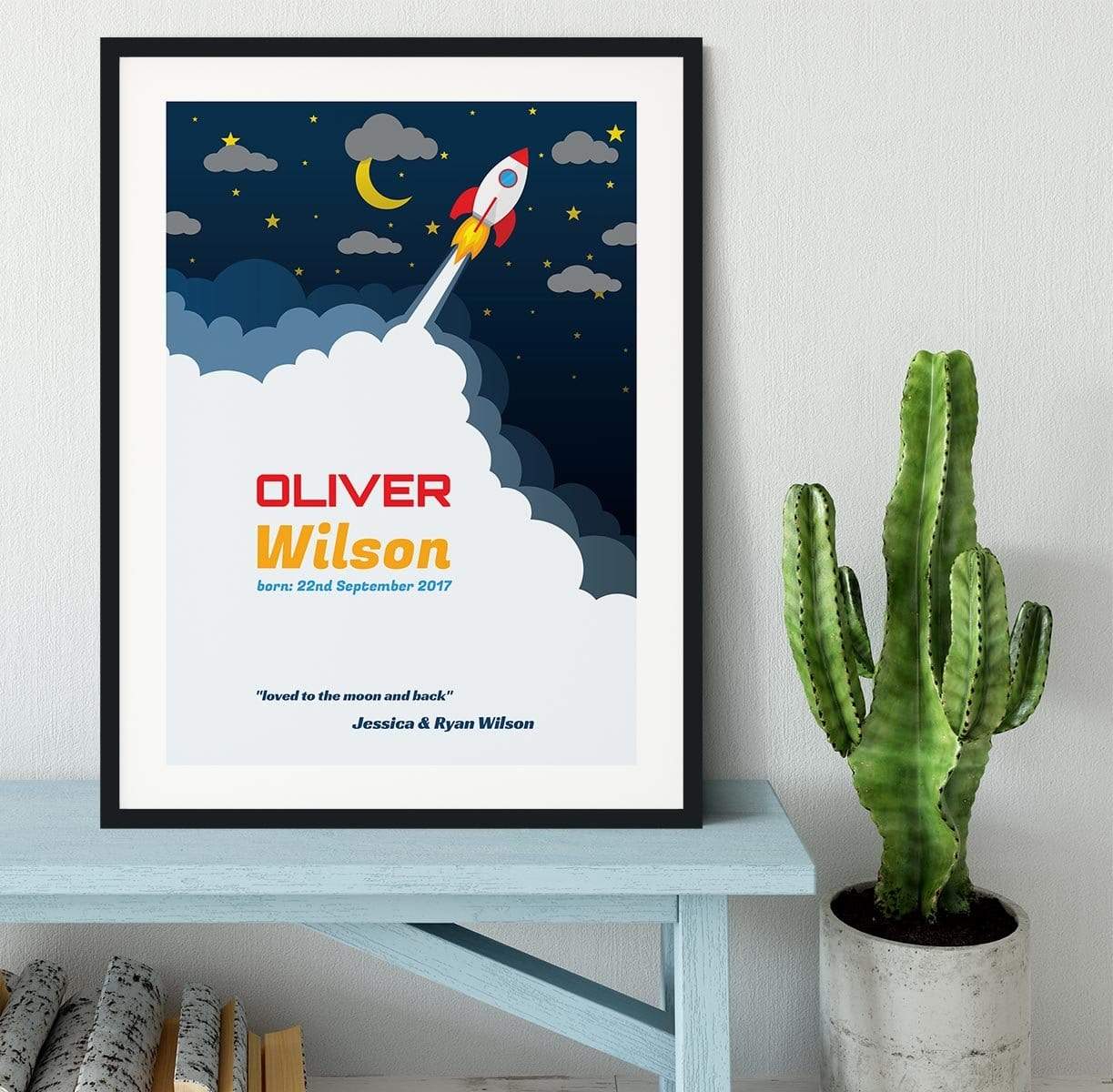 Loved to the Moon and Back Rocket Framed Print