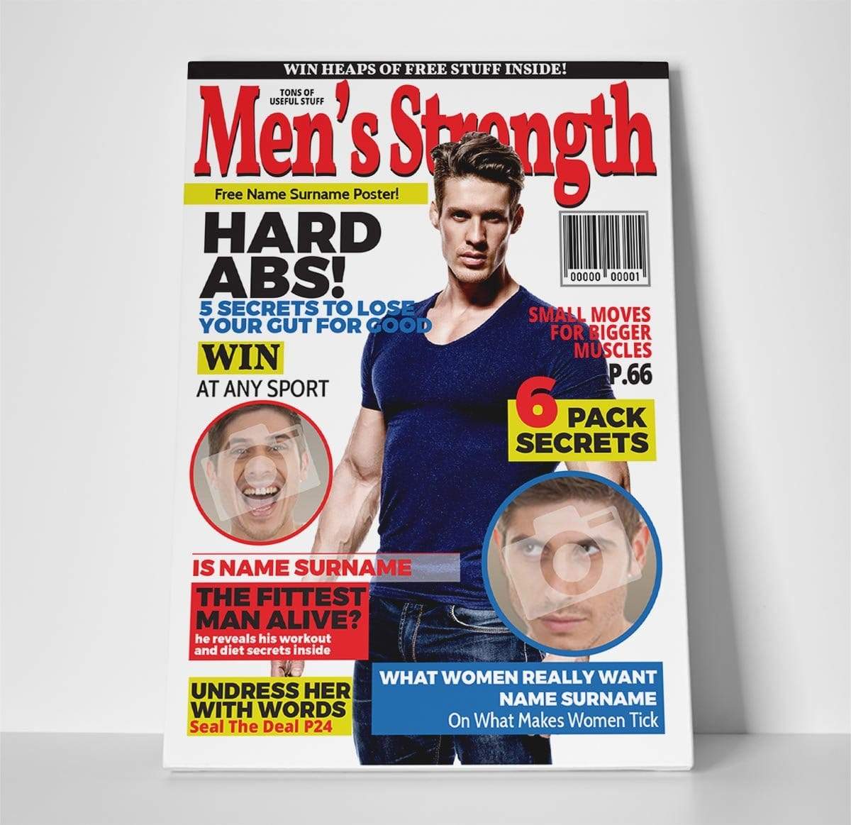 Mens Strength Magazine Cover Spoof Canvas Print