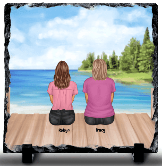 Mother & Daughter Sea View Rock Slate
