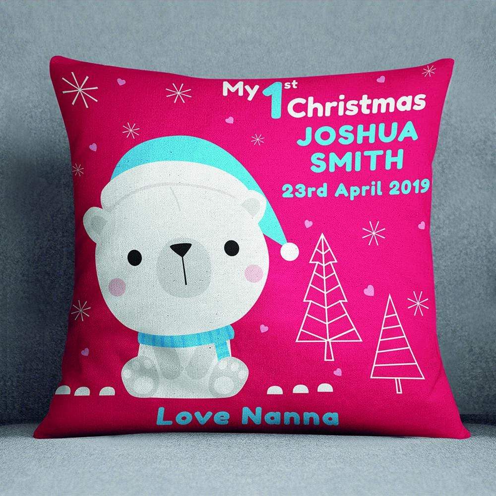 My First Christmas Red Personalised Cushion