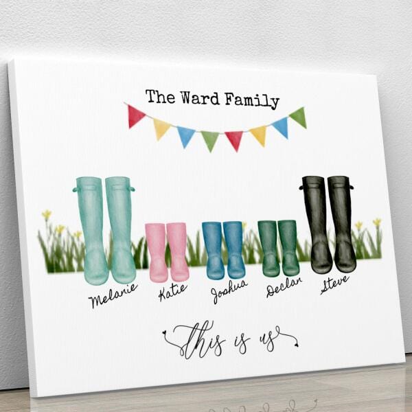 Our Family Wellington Boots Canvas Print