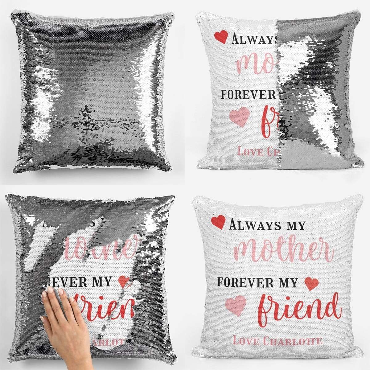 Personalised Always a Mother Forever My Friend Sequin Magic Cushion