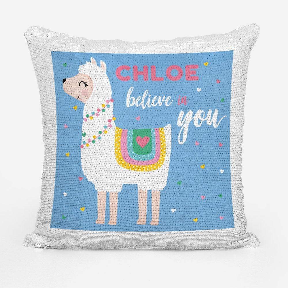 Personalised Believe in You Llama Sequin Magic Cushion