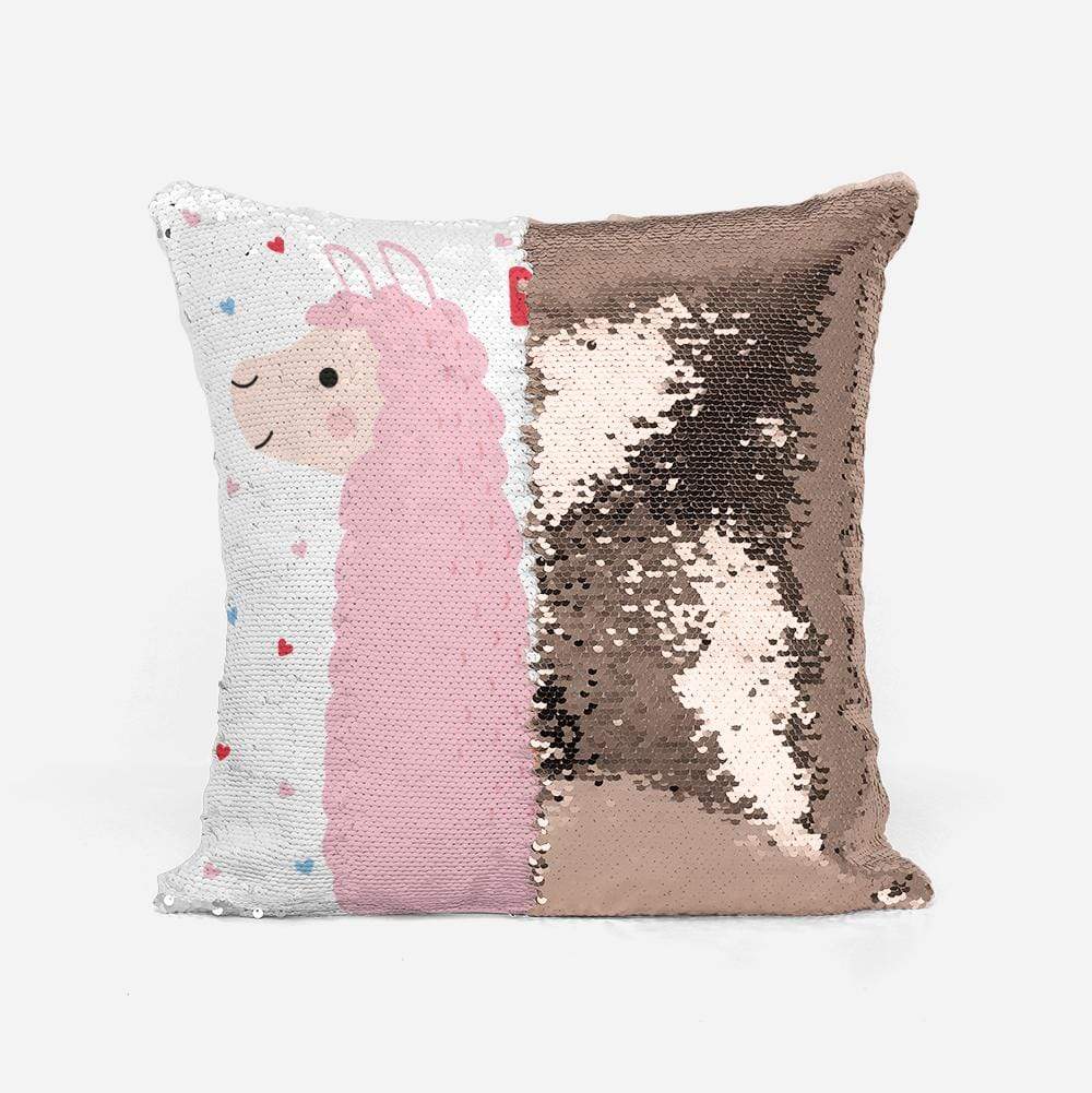 Personalised Believe in You Pink Llama Sequin Magic Cushion