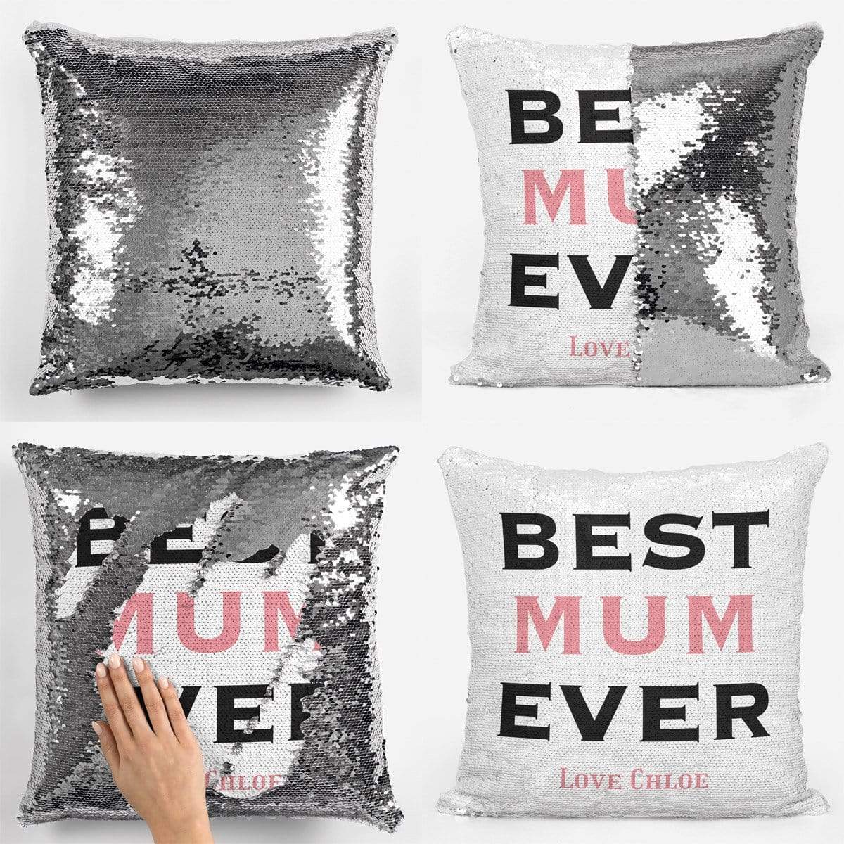 Personalised Best Mum Ever Sequin Magic Cushion