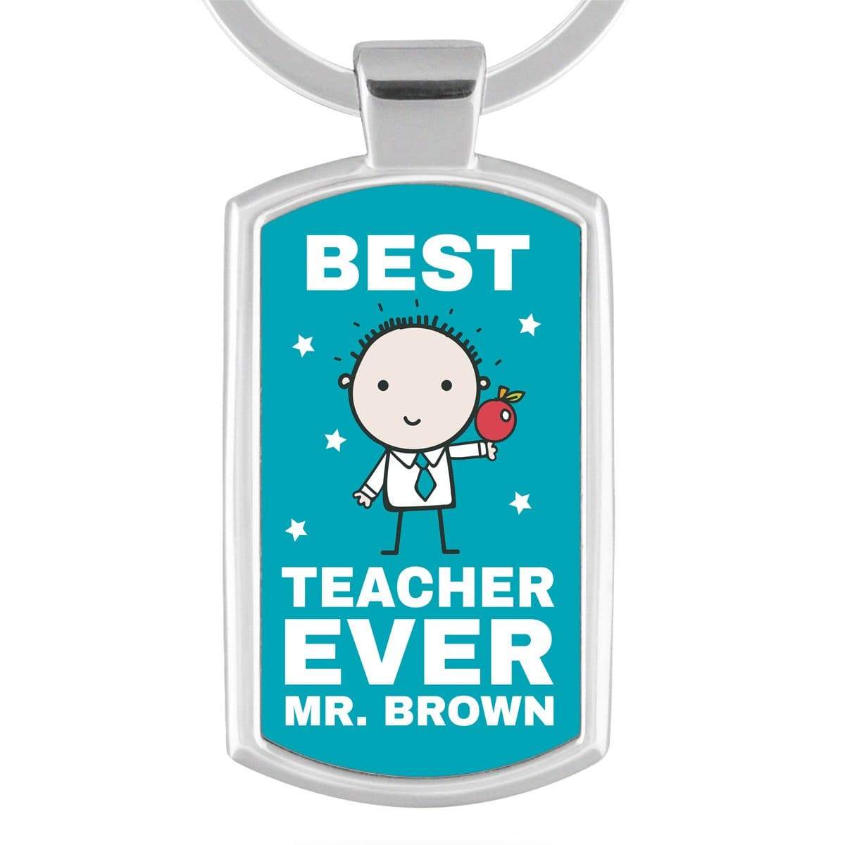 Personalised Blue Best Teacher Ever Keyring