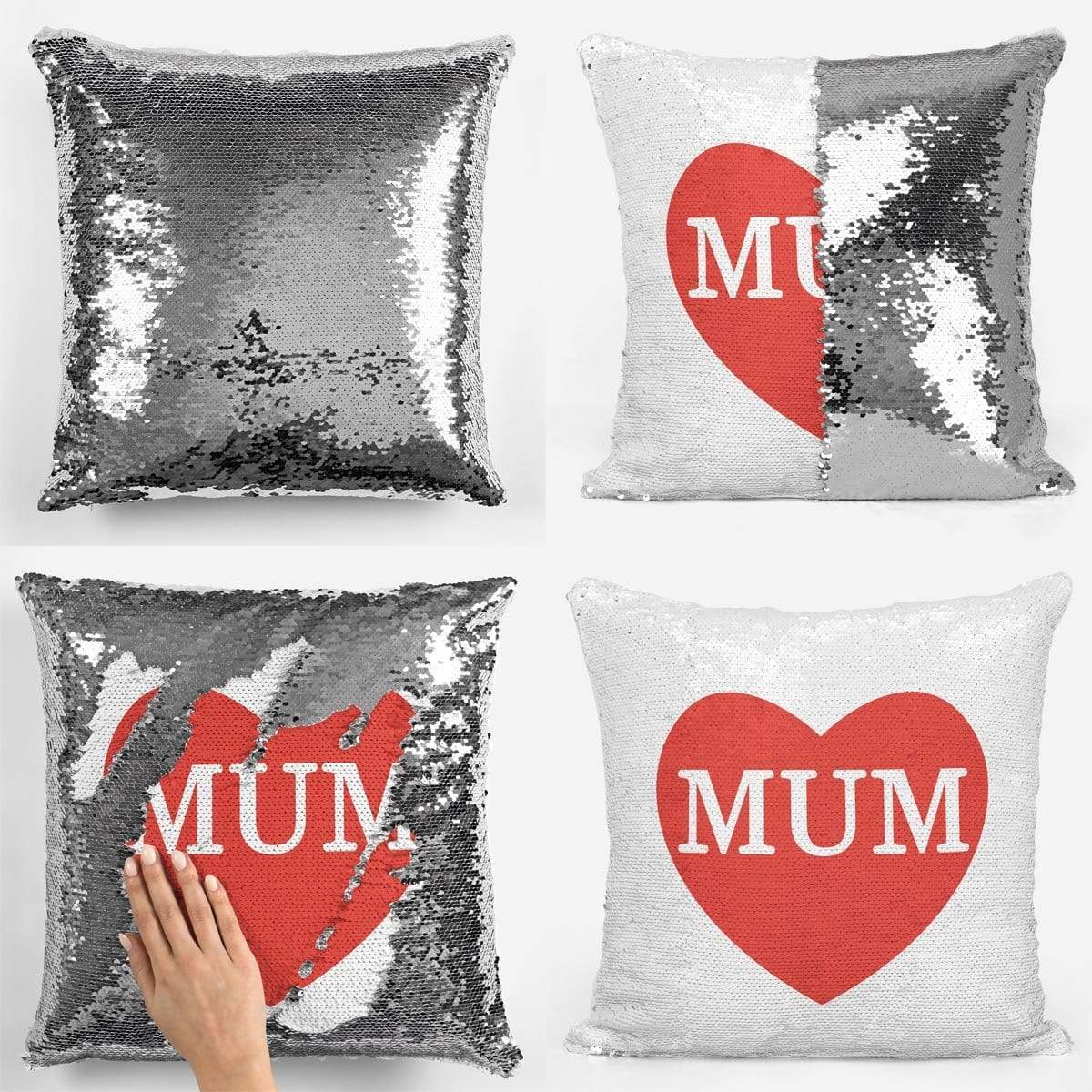 Personalised Heart Sequin Magic Cushion