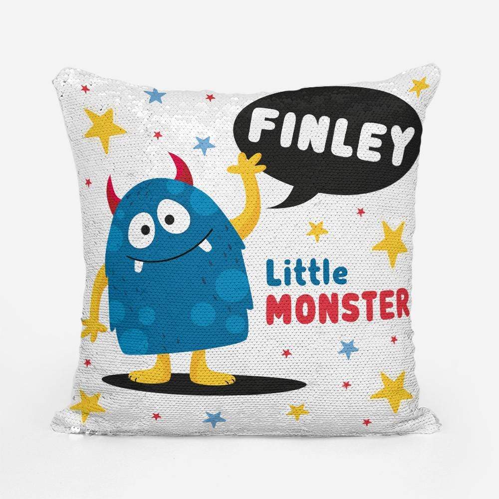 Personalised Little Monster Sequin Magic Cushion