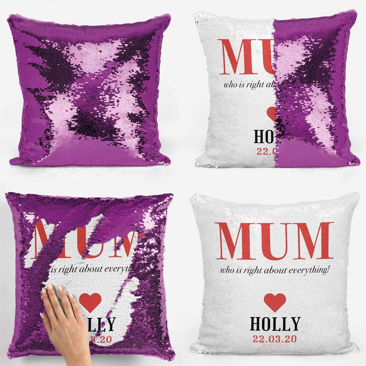 Personalised Mum is Always Right Sequin Magic Cushion