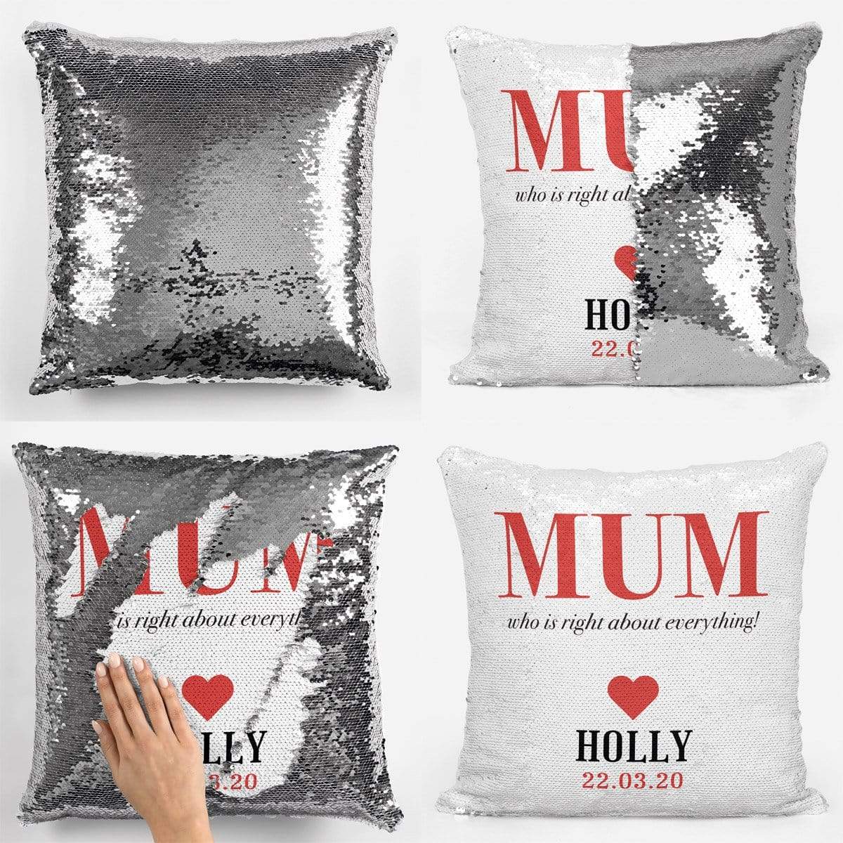 Personalised Mum is Always Right Sequin Magic Cushion