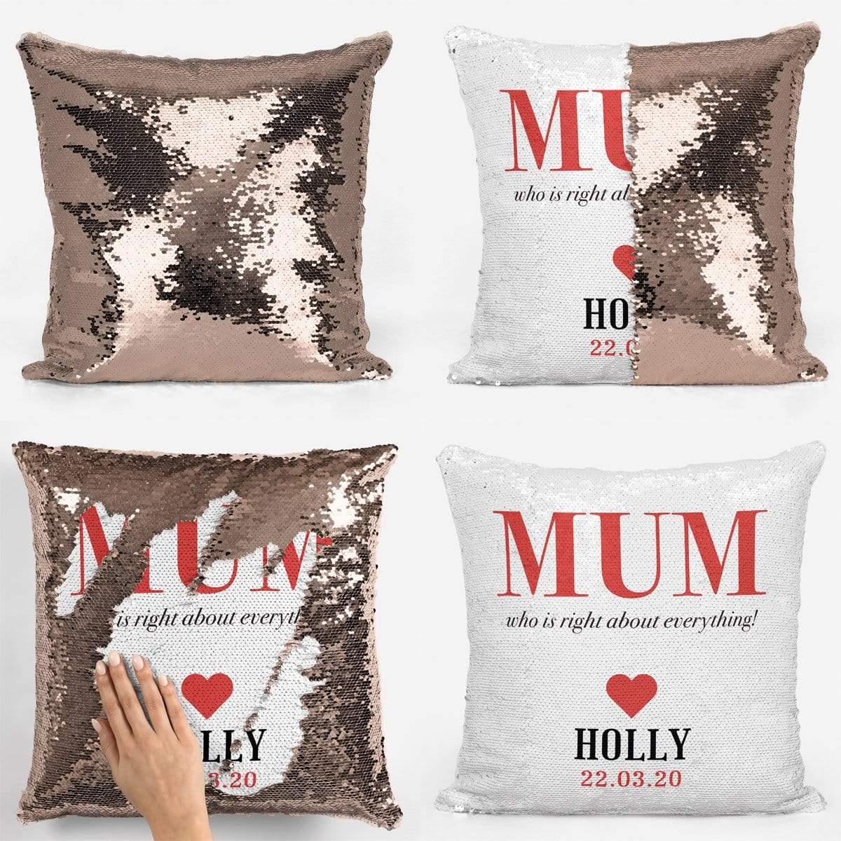 Personalised Mum is Always Right Sequin Magic Cushion