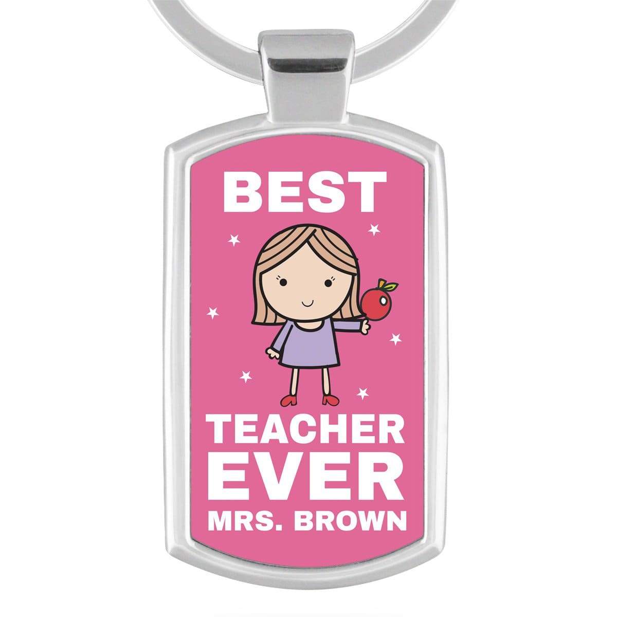 Personalised Pink Best Teacher Ever Keyring