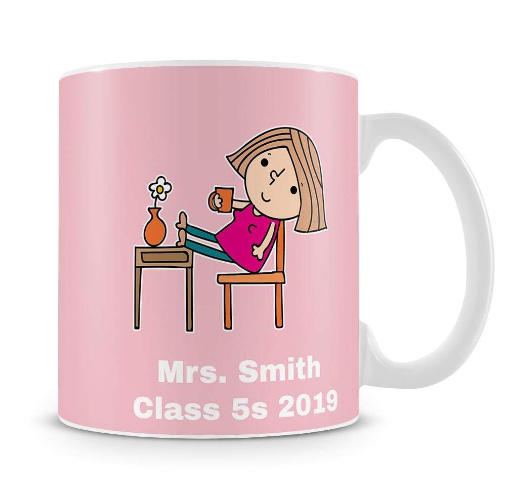 Personalised Pink 'Put Your Feet Up' Teacher Mug