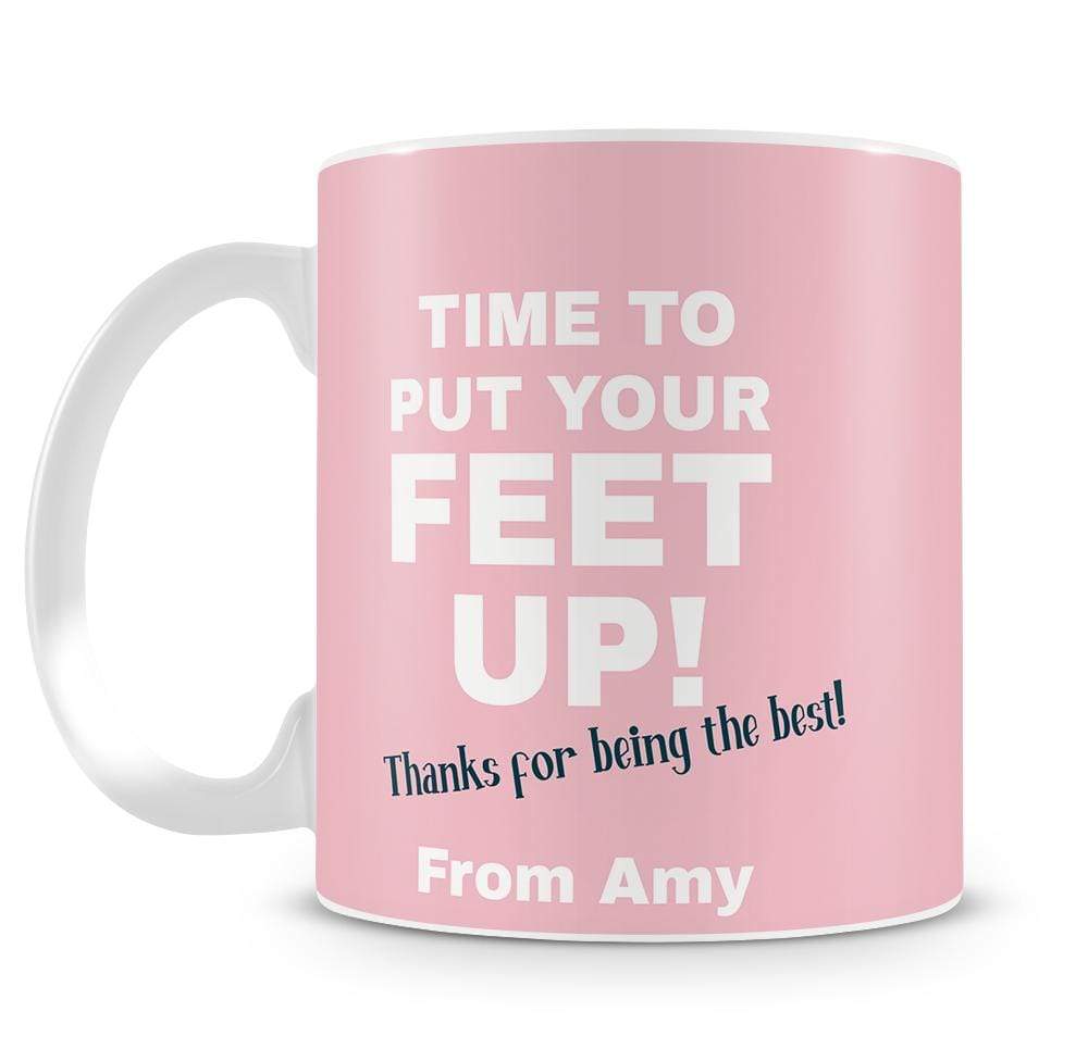 Personalised Pink 'Put Your Feet Up' Teacher Mug