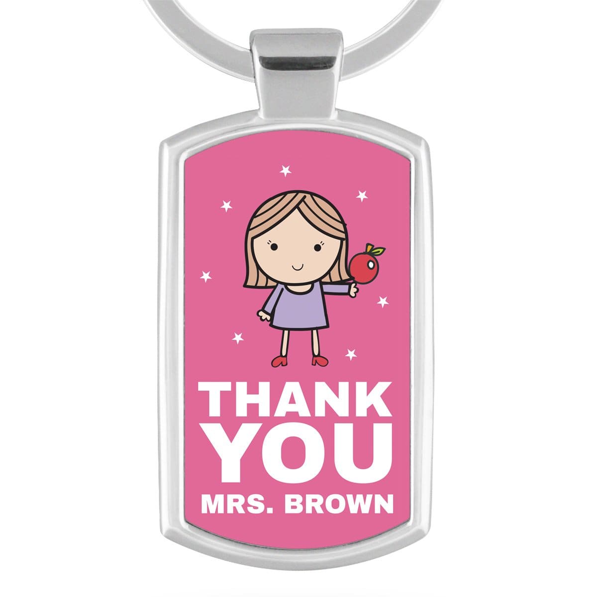 Personalised Pink Thank You Keyring