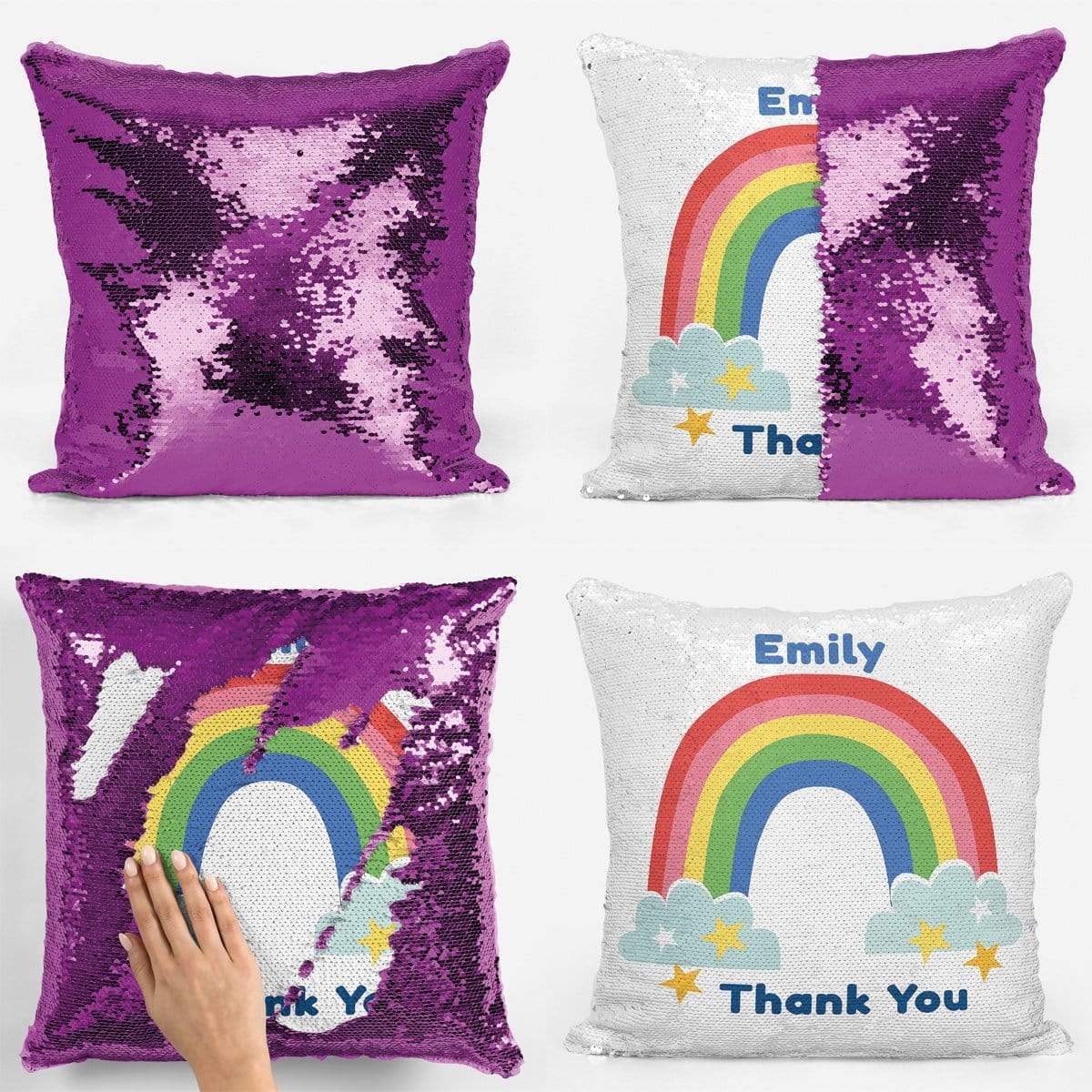 Personalised Rainbow Sequin Magic Cushion