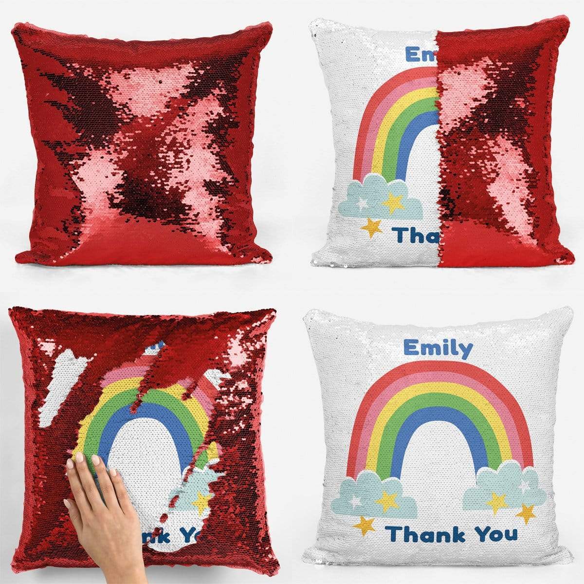 Personalised Rainbow Sequin Magic Cushion