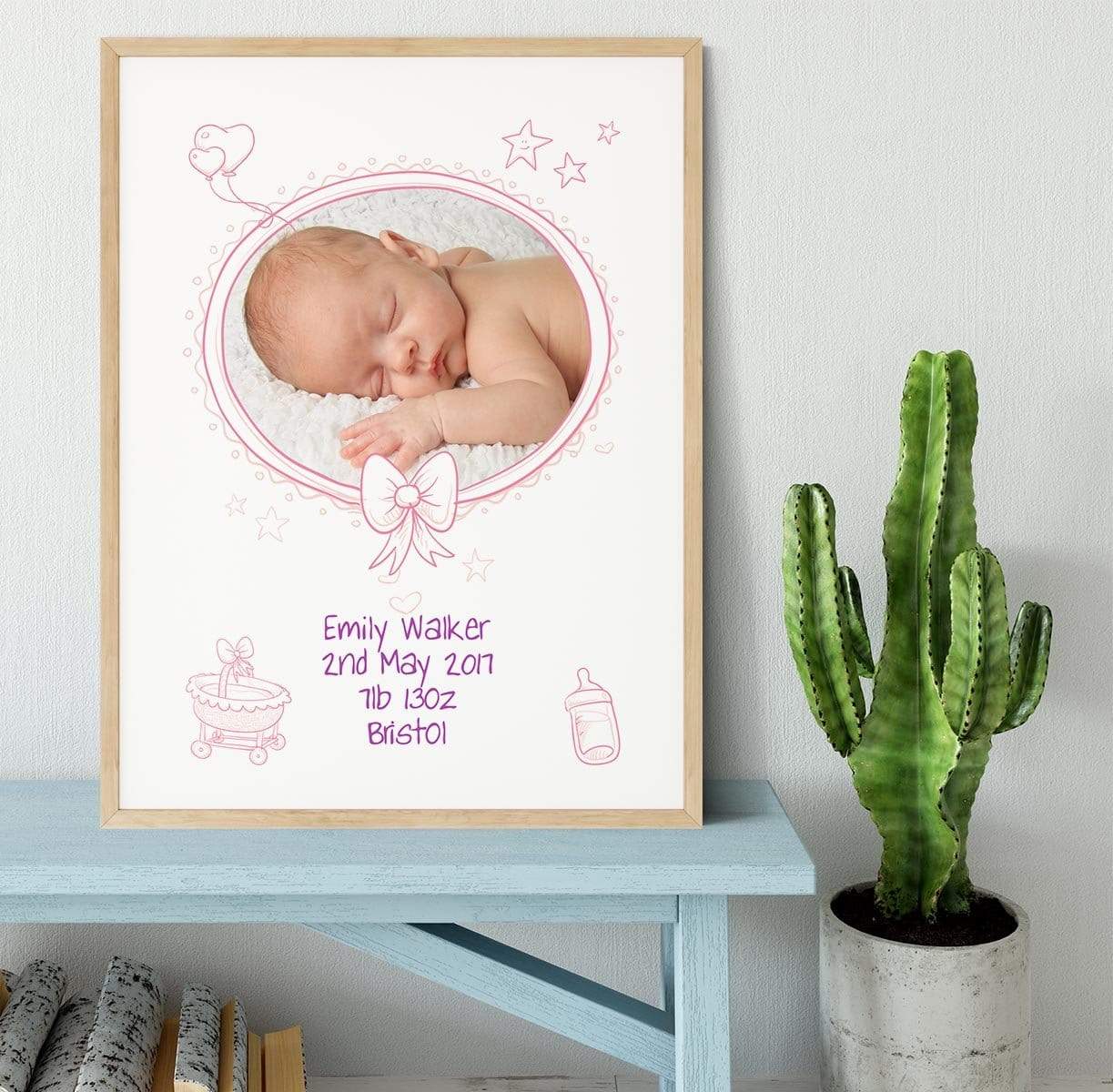 Photo Upload Baby Girl Sketch Framed Print