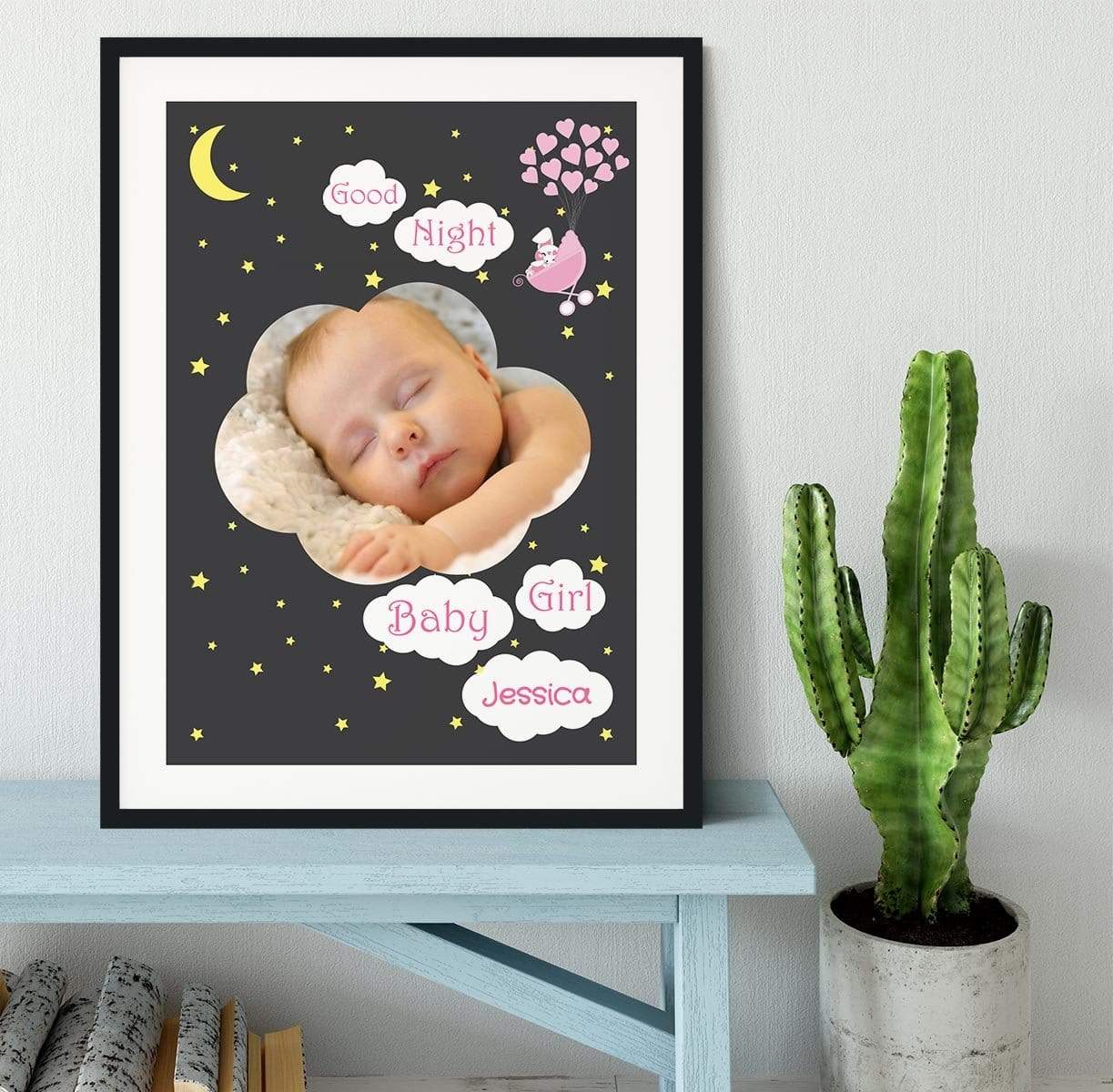 Photo Upload Good Night Baby Girl Framed Print