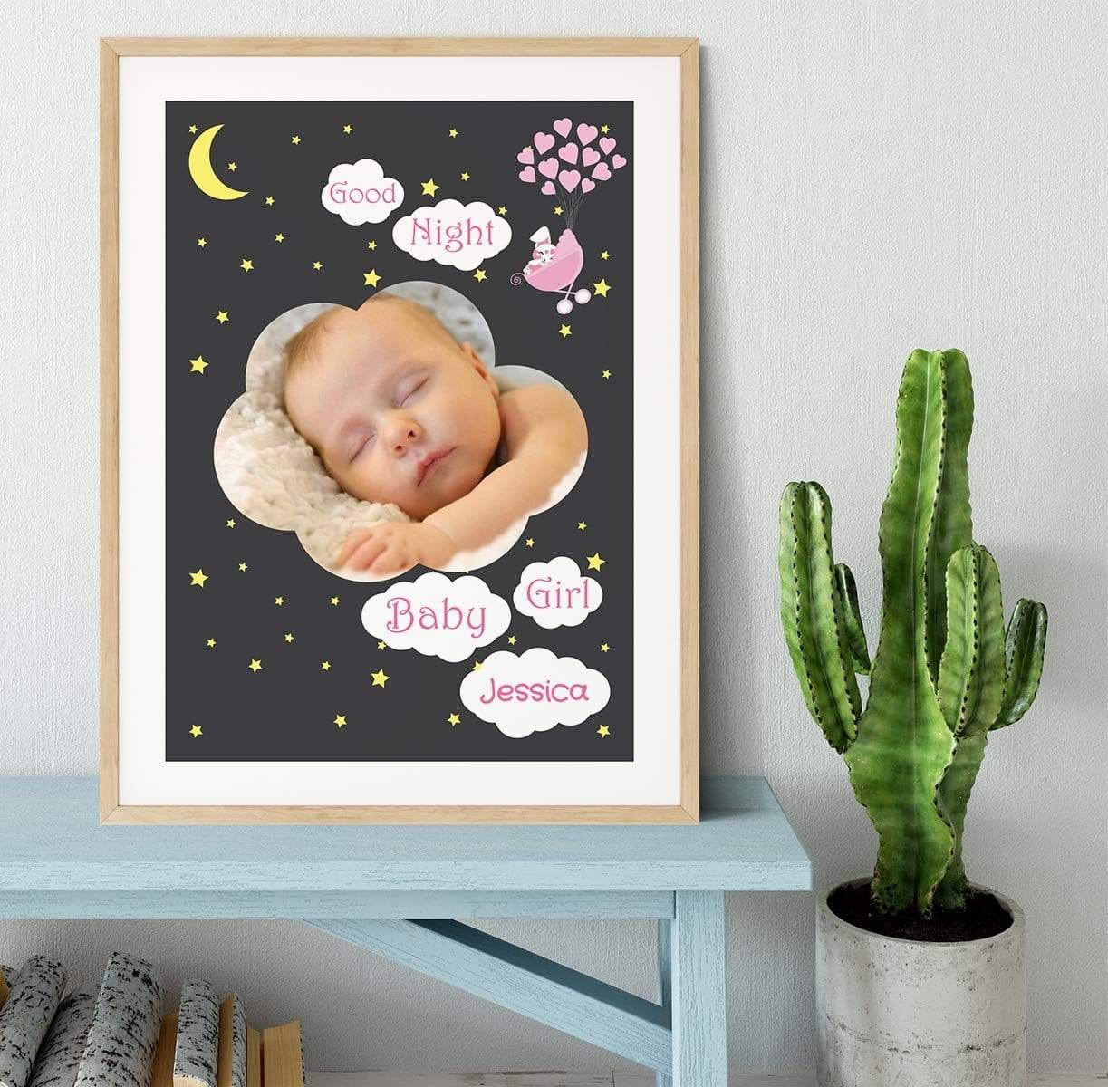 Photo Upload Good Night Baby Girl Framed Print