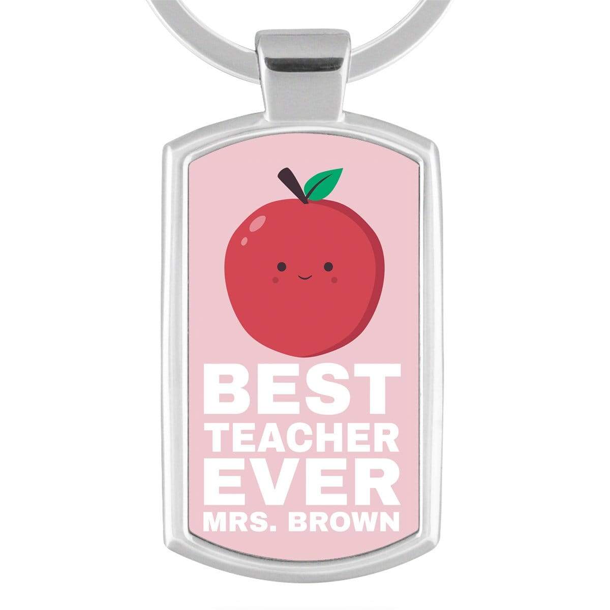 Pink Best Teacher Ever Apple Personalised Keyring