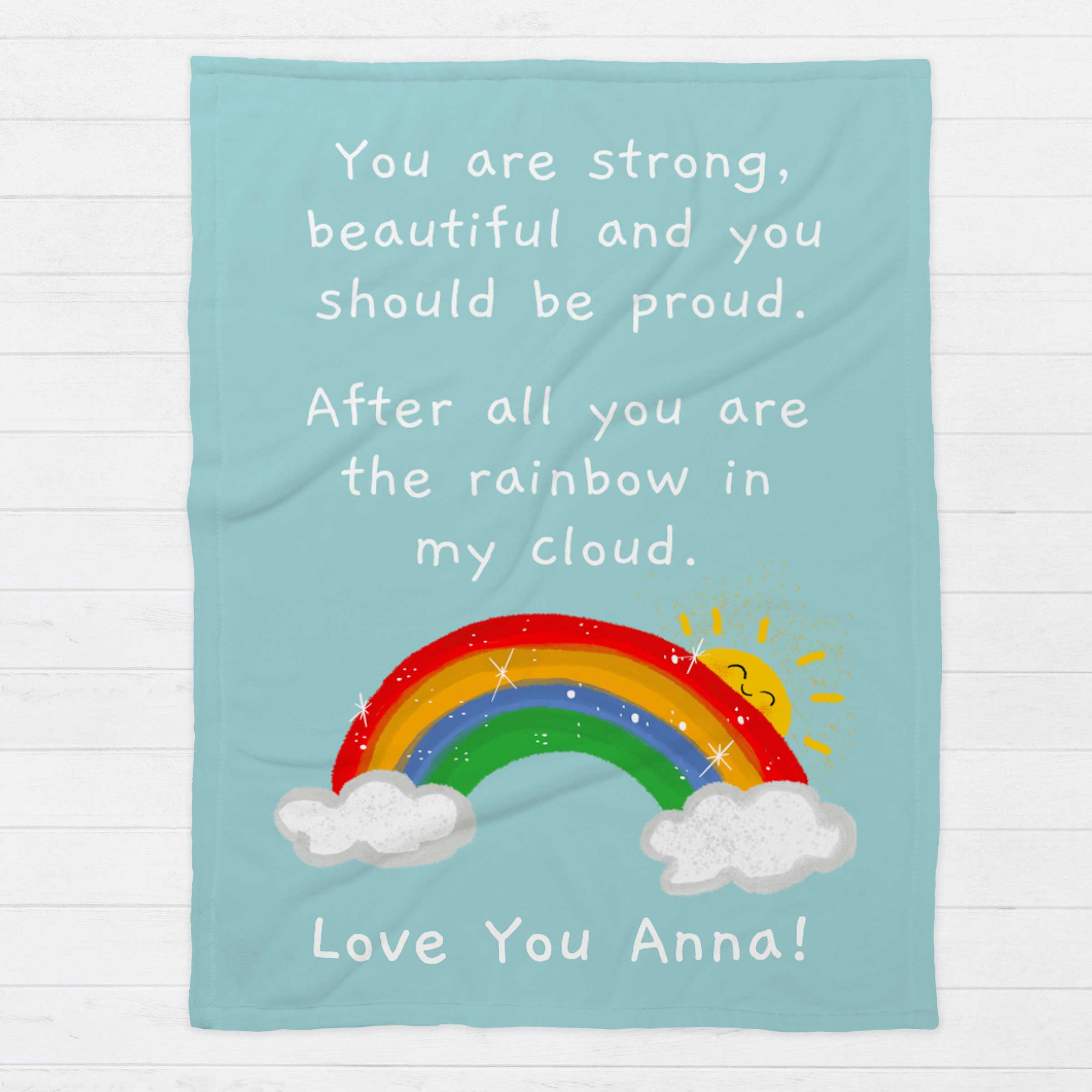 Rainbow In My Cloud Personalised Blanket