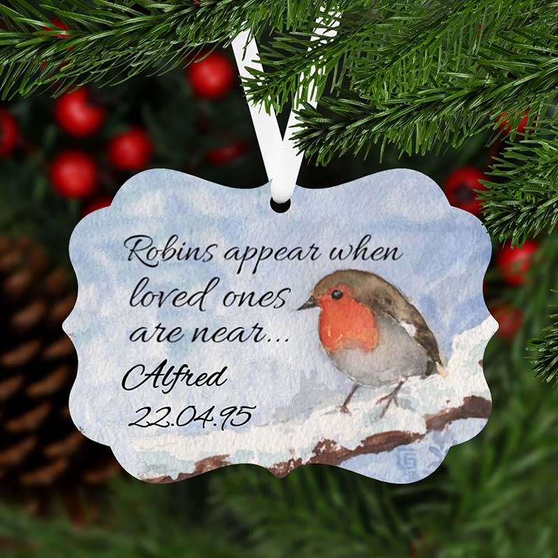 Robins Appear When Loved One Are Near Memorial Christmas Ornament