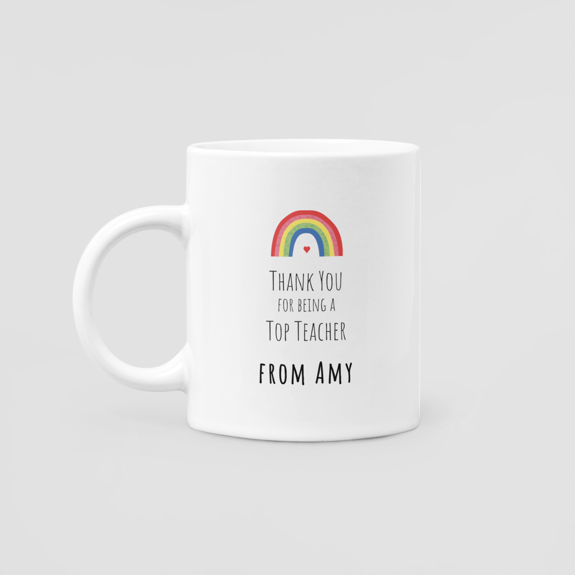 Thankyou For Being A Top Teacher Rainbow Personalised Mug