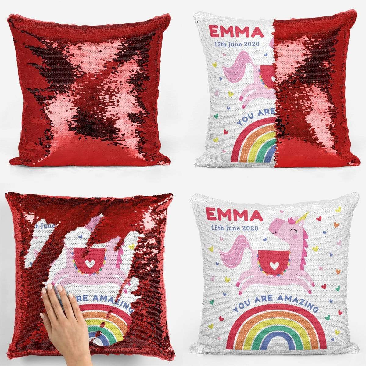 Unicorn You are Amazing Sequin Magic Cushion