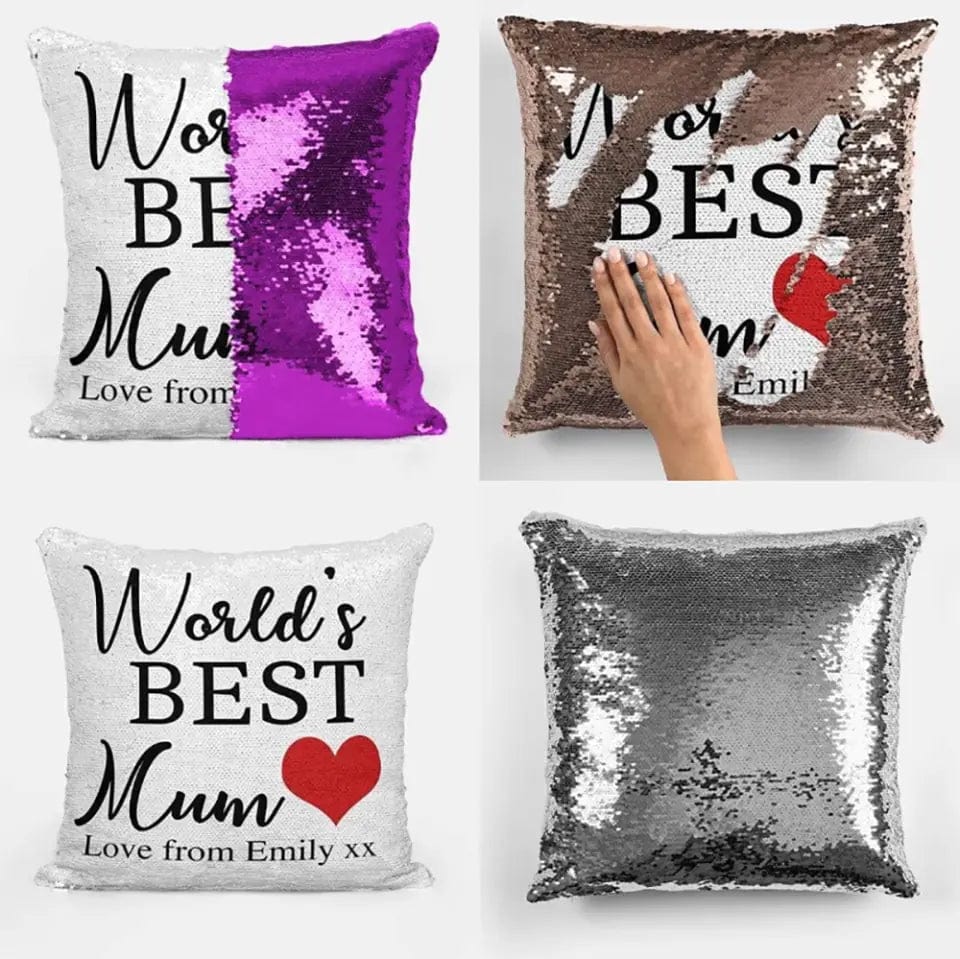 World's Best Personalised Sequin Magic Cushion